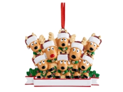 Pingente de rena personalizado para decoração de Natal, ornamentos de madeira ecológica | S/MARCA