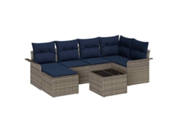 Maison Exclusive - Conjunto De Sofá De Jardim 7 Pcs Cinzeto Vime Pe