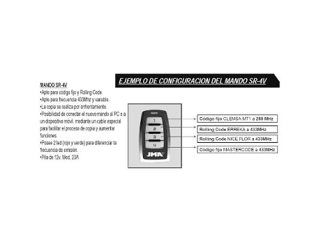 Jma mando distancia sr-4v cod.fijo y rolling code (433 mhz+vari)