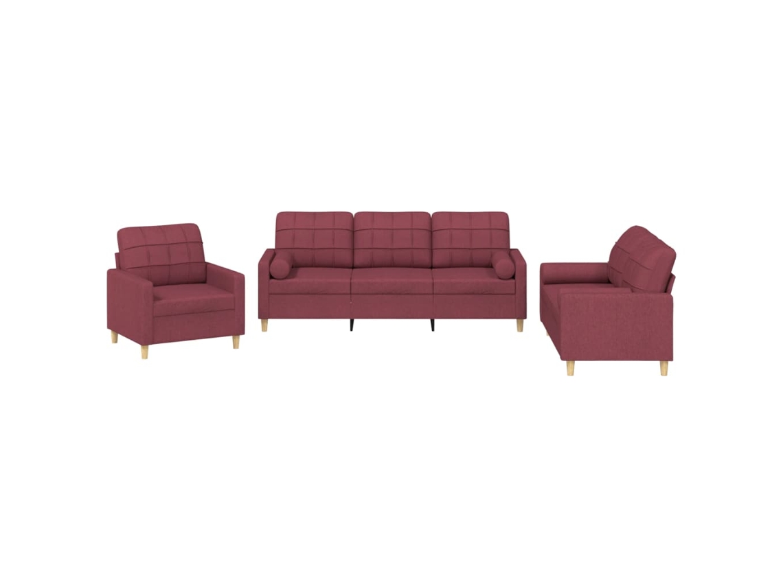 Conjunto de Sofás com Almofadas Tecido Vermelho Tinto MAISON EXCLUSIVE