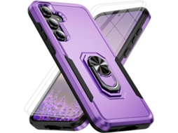 Capa Hexinyigjly Para Samsung Galaxy A37 5g Com 2 Protetores De Ecrã De Vidro Temperado Roxo