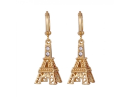 Brincos De Ouro Com Zircão E Design Torre Eiffel