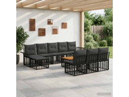 Vidaxl Conjunto De Sofás Para Exterior 11 Unid. Preto E Cinza Escuro