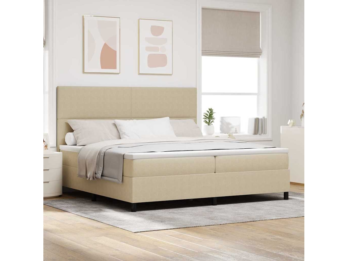 Vidaxl Cama Box Spring Led Cinza Claro E Branco 200 X 200 Cm