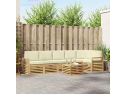 Vidaxl Conjunto De Sofás Para Exterior 7 Unid. Branco E Creme