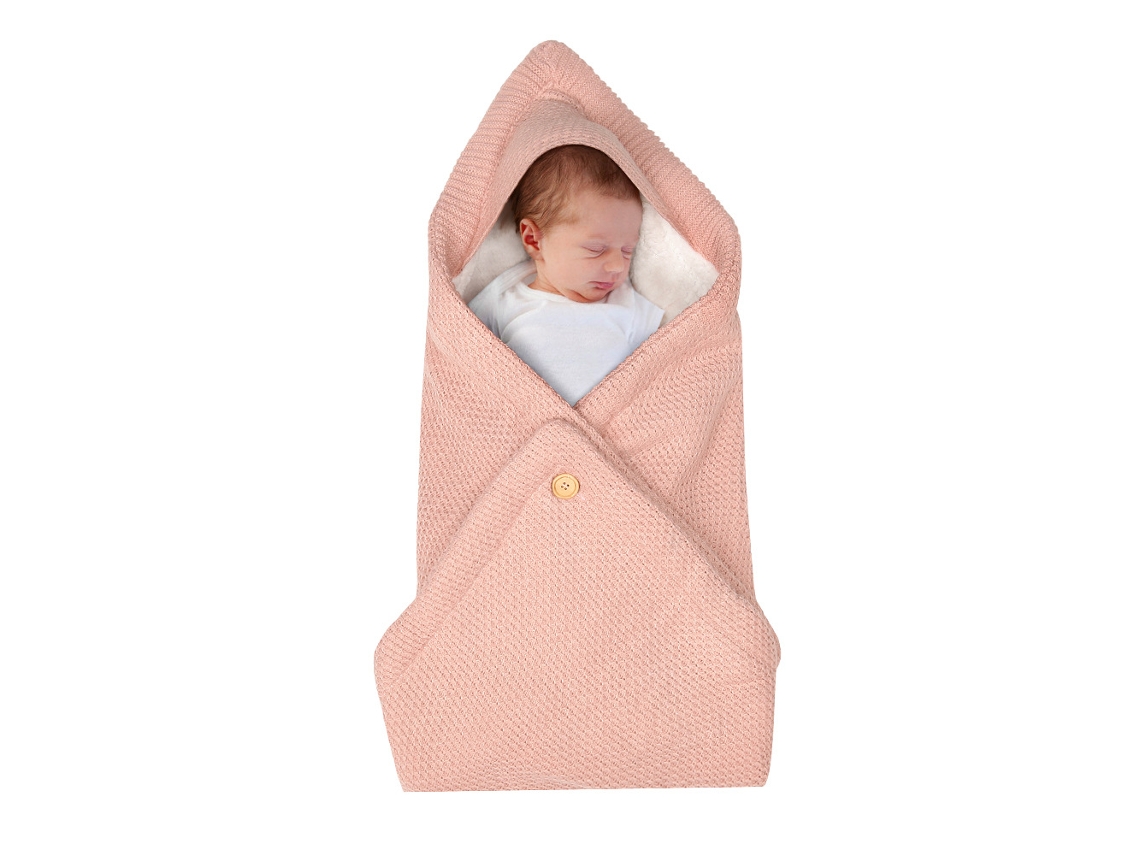 Saco Dormir Cueiro Bebé Manta Tricotada Essencial Inverno 80cm Rosa Panoona