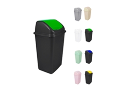 Cubo De Basura Con Tapadera Basculante - 15l / 25l / 30l / 50l - Papelera Ideal Para Cocina, Baño Y Oficina Verde - Negro 30 L