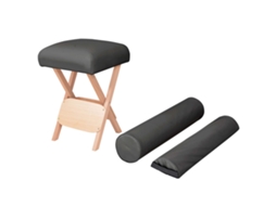Vidaxl Banco Massagens Dobrável Assento 12 Cm Espess. + 2 Rolos Preto