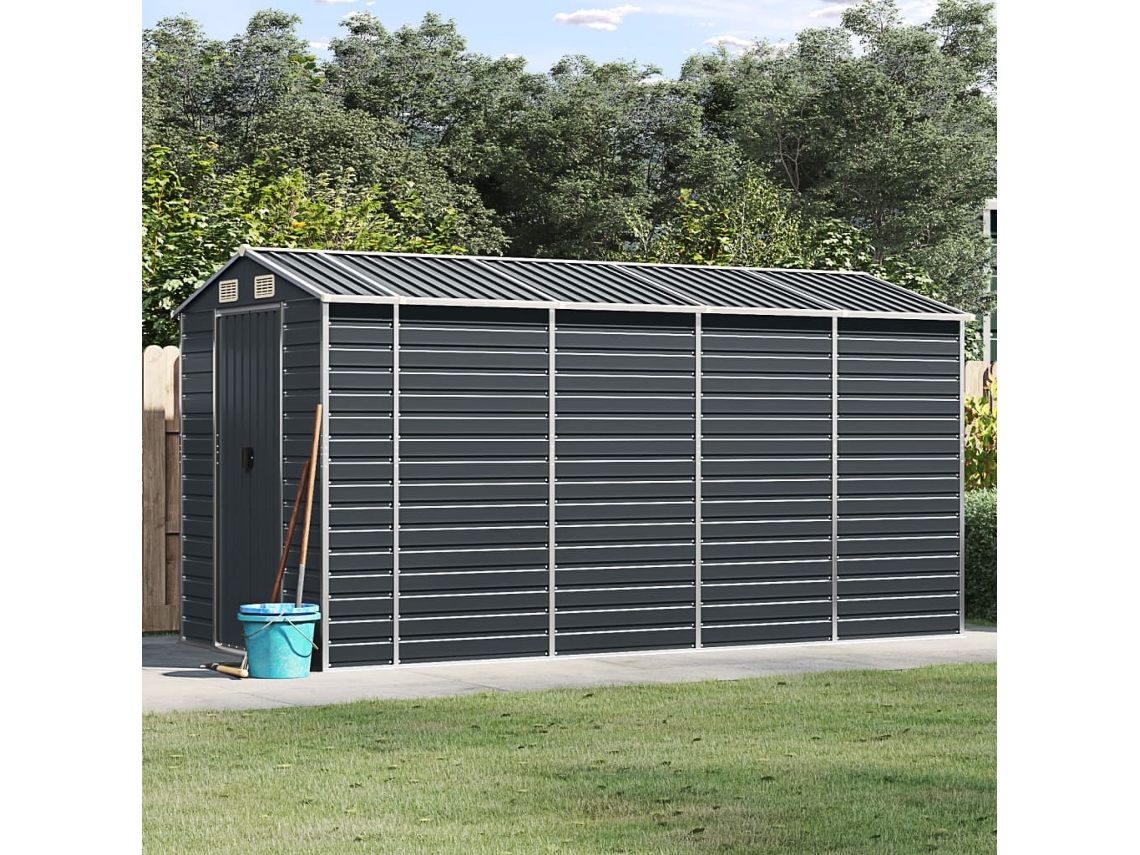 Abrigo De Jardim 191x385x198 Cm Aã§o Galvanizado Antracite Dkd Home Decor