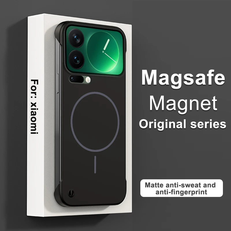 Capa Magnética Sem Moldura Para Celular (xiaomi 17 Preta), Em Policarbonato Rígido Fosco.