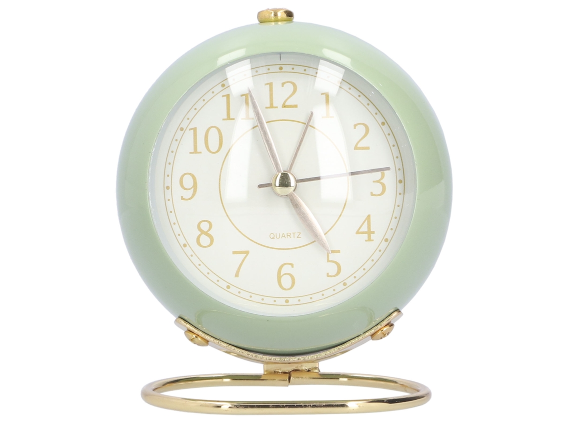Relógio De Quarto Laxiscreed Com Luz Ambiente, Base Circular De Vidro Verde Oliva E Movimento De Quartzo