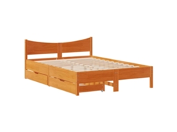 Bed Frame, Bed Frames Vidaxl Marrom Madeira De Pinho (150 X 200 Cm)