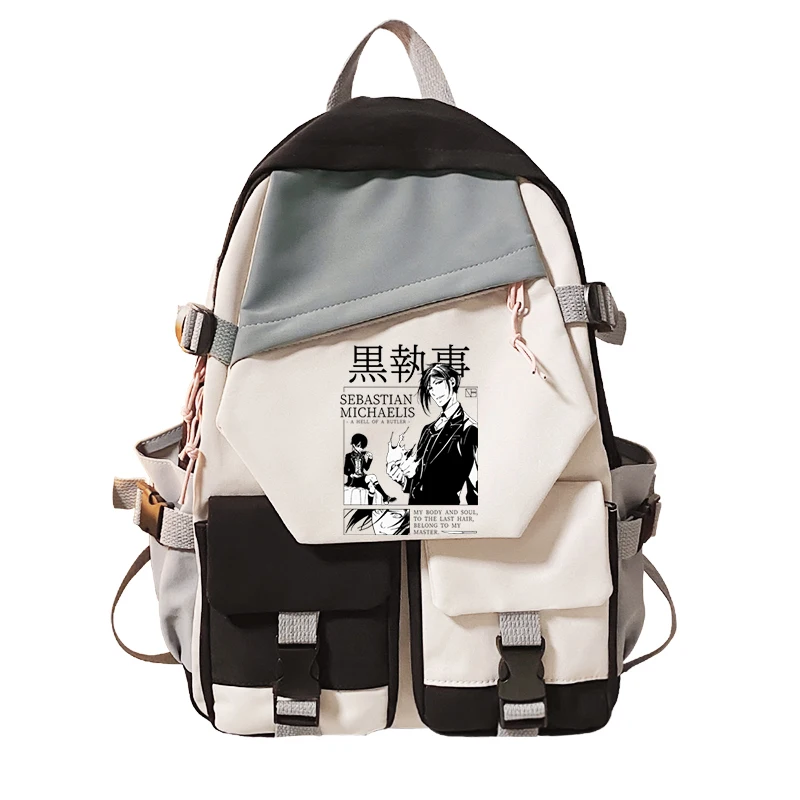 Mochila Escolar, Feminina, Modelo Mordomo, Fofa, Estampa De Desenho Animado, Cor Preta