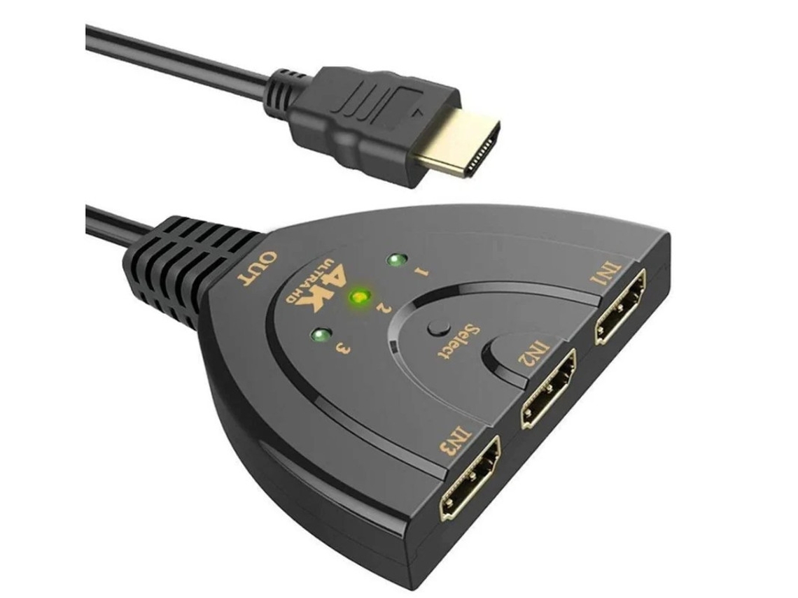 Yizhood 3 portas 4k HDMI Switch preto