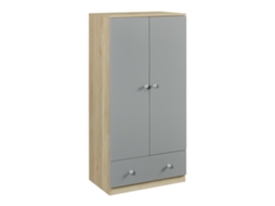 Roupeiro Infantil Beldinupp 2 Portas 1 Varão 1 Gaveta 123x60x40cm Carvalho / Cinzento en.casa