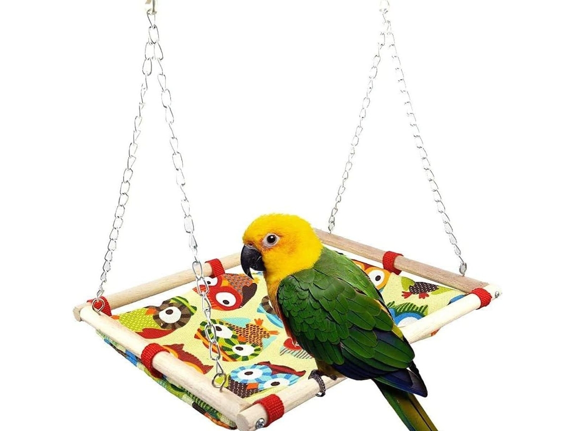 Rede para Pássaros, Rede de Tecido para Pets, Gaiola Suspensa de Madeira para Pássaros AQUAFORGE