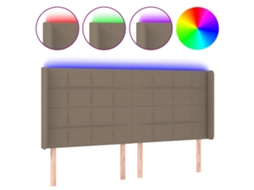 Led Headboard, Led Headboards Vidaxl Cinzento-acastanhado Tecido (203 X 16 X 118/128 Cm)
