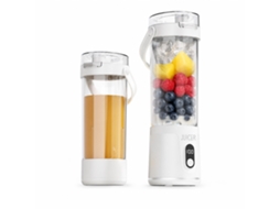 Liquidificador Portátil Elétrico Branco Com Visor Digital E Copo De Viagem Para Sumos E Batidos