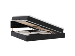 Maison Exclusive - Cama Com Arrumação E Colchão Preto 200 X 200 Cm Couro Sintético