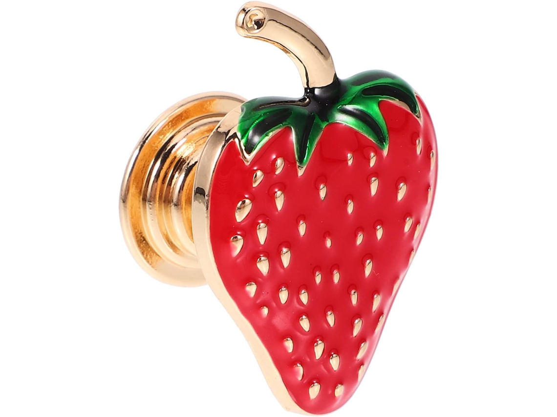 Puxador Decorativo Vermelho Em Liga De Zinco Formato Morango Valiclud, Com Furo Único De 4mm, Para Portas De Armários