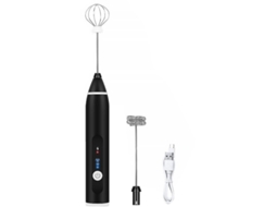 Batedor De Leite Elétrico Recarregável Com 3 Velocidades, Manual Para Espuma E Bebidas, Cabo Usb Preto.