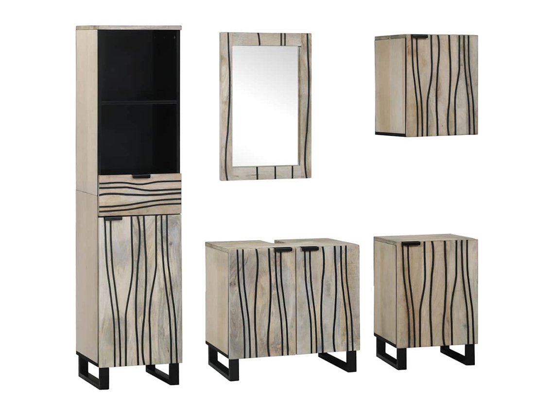 Vidaxl Conjunto De Móveis Para Banheiro Com Gaveta 5 Pcs Marrom Noz