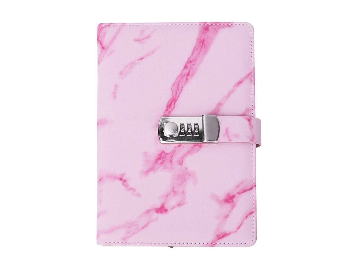 Cuaderno A5 Com Fechadura De Senha E Capa De Couro Pu, Diário E Agenda Para Escritório E Escola Rosa