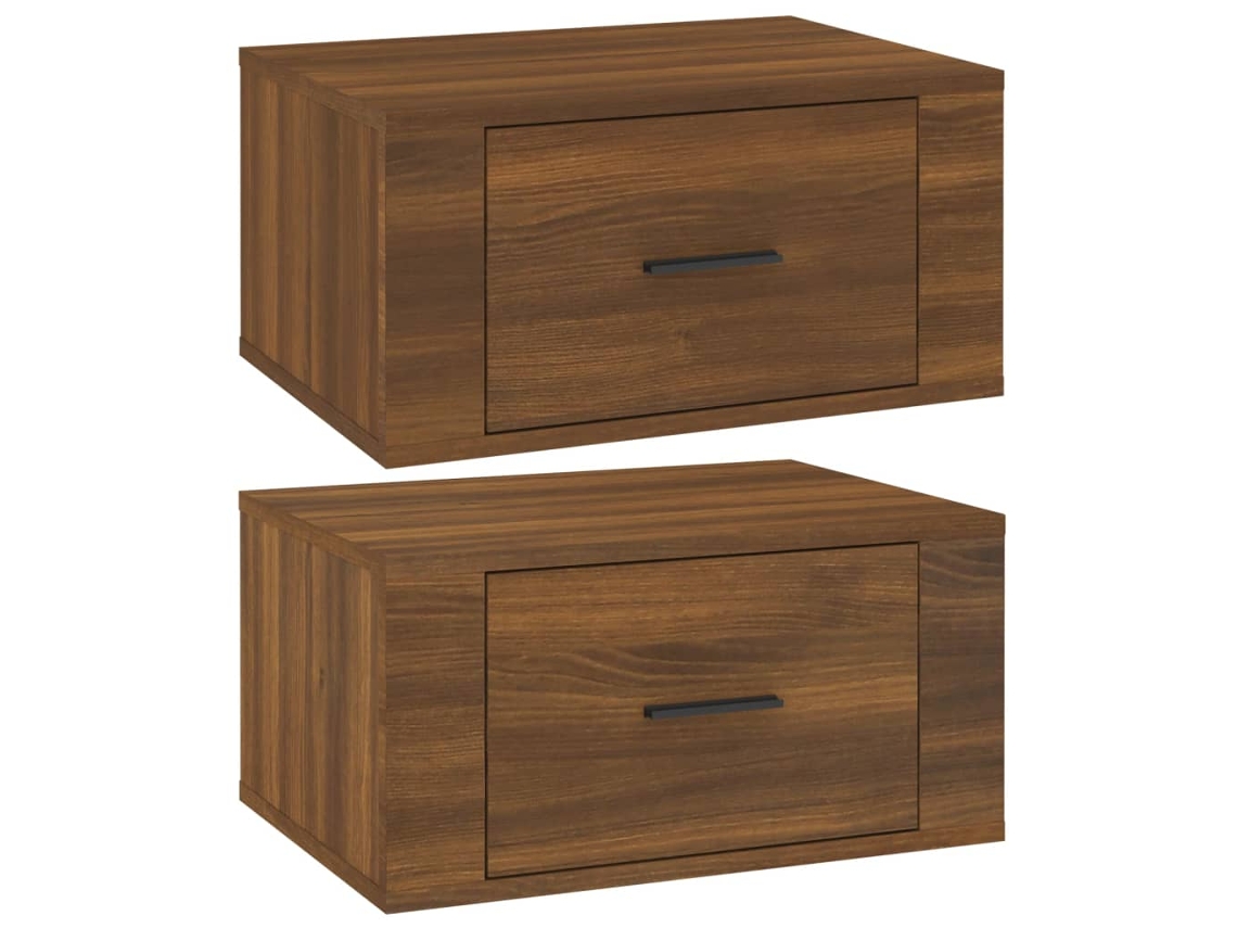 Wall-mounted Bedside Cabinet, Wall-mounted Bedside Cabinets Vidaxl Marrom Madeira Processada (n/a)