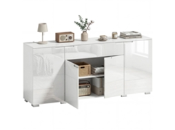 Buffet Moderno Alto Brilho Com 4 Portas Branco