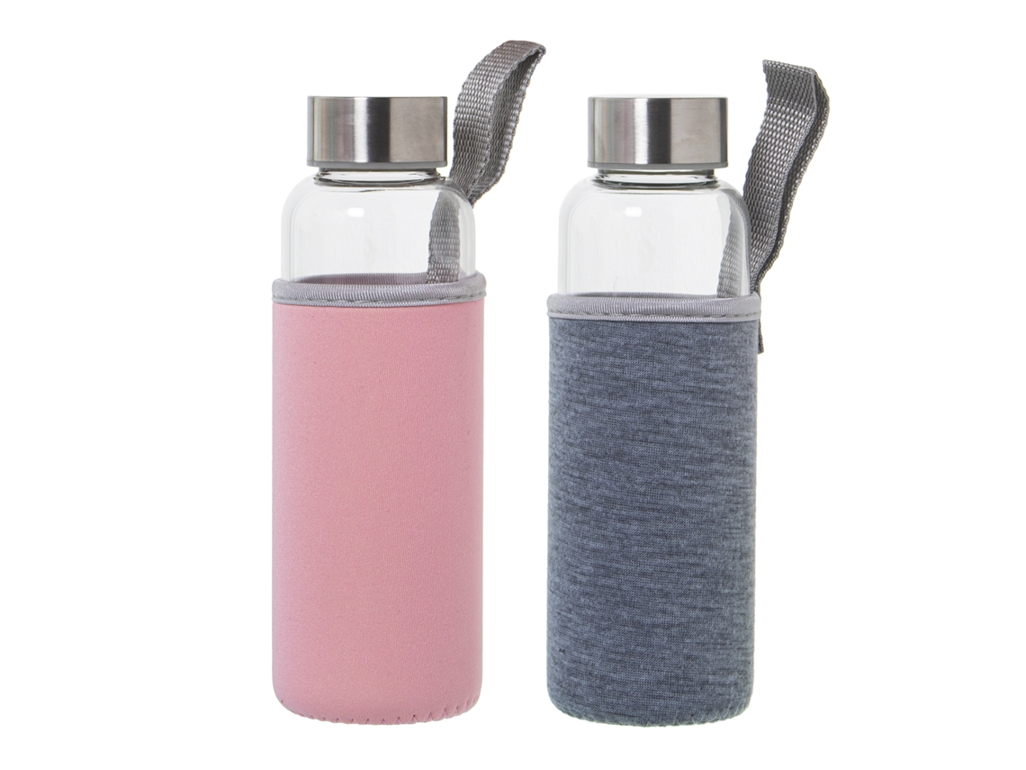 Conjunto 6 Garrafas Rosa e Cinza DRW (Ø6x19cm)