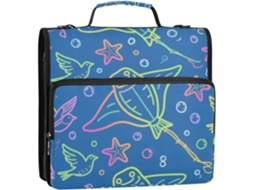 Organizador de Mesa Cartera com 3 Argolas, Alça e Ombro Removível Bolso Zíper Estrela do mar Arco íris 3,8 Cm