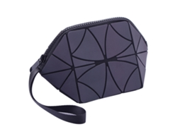 Bolsa Organizadora De Maquillaje De Viaje Geométrica Brillante De Pu Impermeable Con Cremallera Suave Y Diseño Plegable