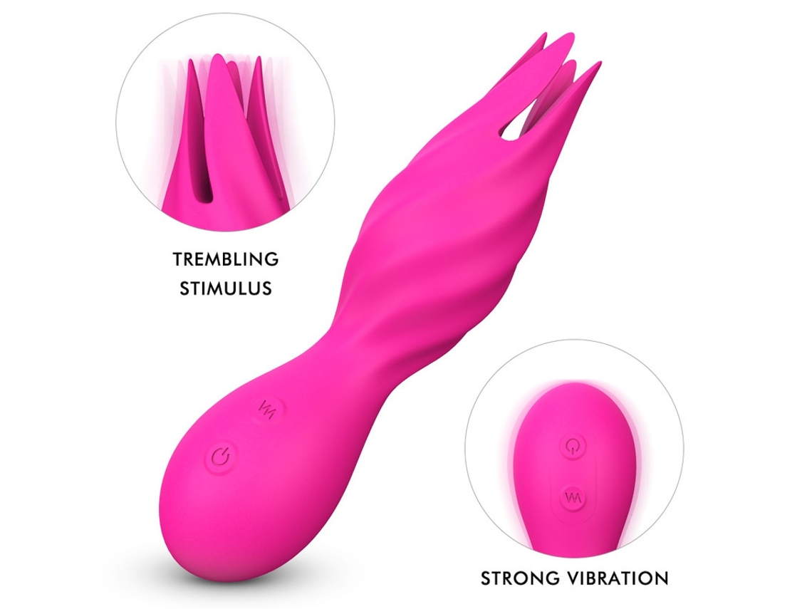 Vibrador de Massagem de Cabeça Dupla de 9 Frequências para Mulheres Rosa Vermelha YIZHOOD