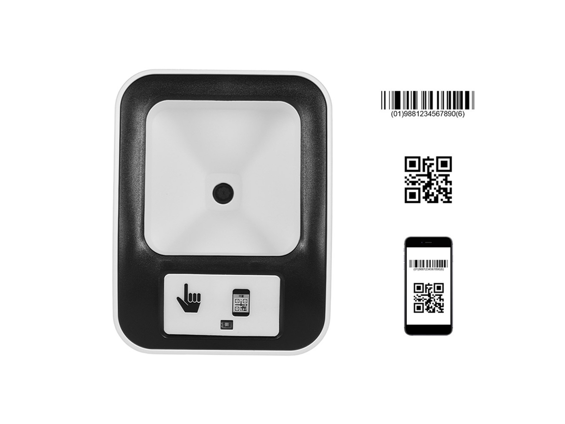 Escáner De Códigos De Barras 1d/2d/qr De Mesa Usb Omnidireccional Cmos Para Pantalla Y Pos