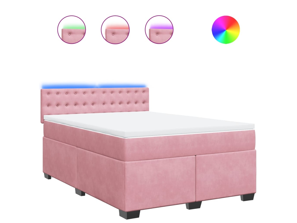 Box Spring Bed, Box Spring Beds Vidaxl Cor-de-rosa Veludo (140 X 190 Cm)