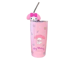 Copo Térmico de Aço Inoxidável com Tampa e Canudo Fofo Anime Isolado 600ml Rosa | S/MARCA