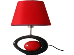 Abajur De Mesa Moderno Preto Com Corpo Oval Em Cerâmica E Cúpula Vermelha, Soquete E27, Para Sala De Estar, Quarto Ou