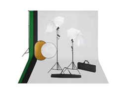 Vidaxl Kit De Estúdio Fotográfico Com Lâmpadas/fundo/refletor