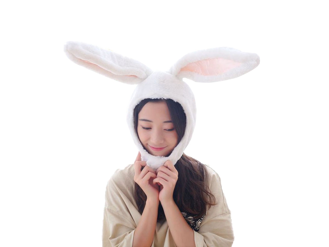 Mali chapéu de Coelho Peludo Fofo Quente Suave para Mulheres Meninas Cosplay Férias Branco
