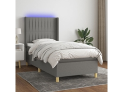 Vidaxl Cama Box Spring C/ Colchão E Led 80x200 Cm Tecido Cinza-escuro