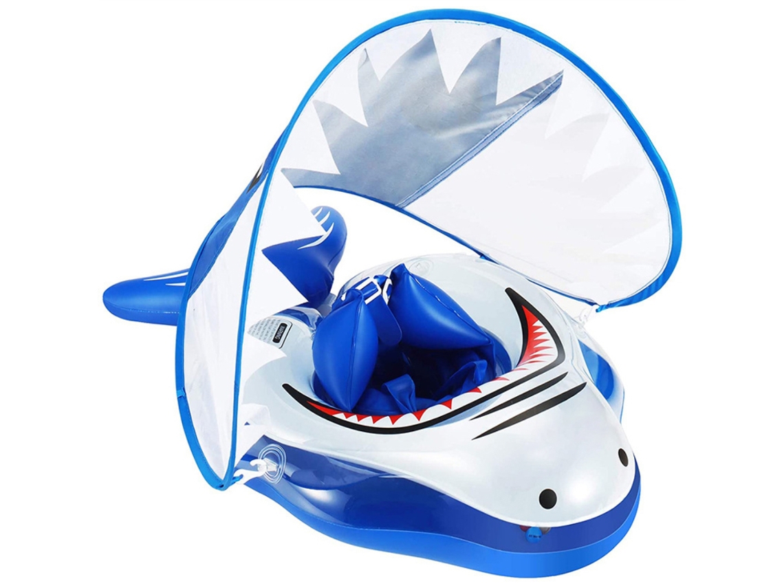 Flutuador de Piscina Infantil Tubarão com Capota Uv Protetora