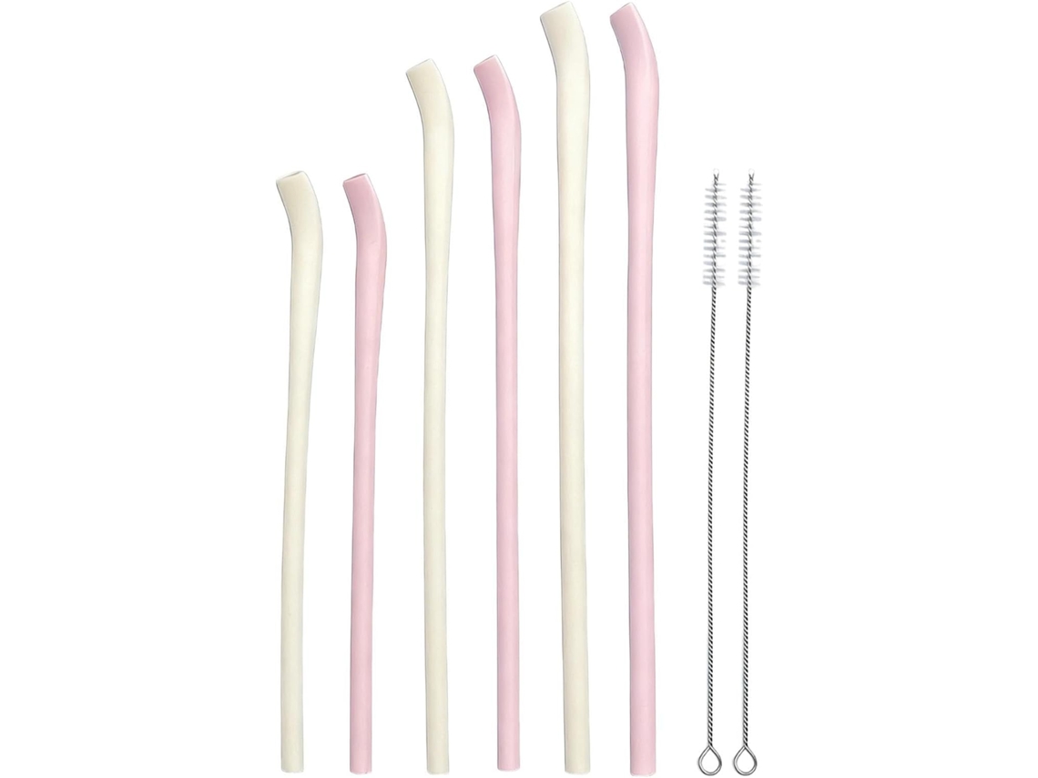 Conjunto De 6 Canudos Reutilizáveis De Silicone Para Bebidas