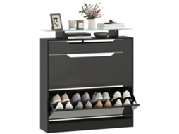 Sapateira com 2 Gavetas Dobráveis, 1 Gaveta Deslizante e Bancada, 89x23x96cm, Preta BAGOLY SHOP