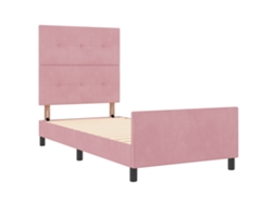Conjunto 1 Cama Moderna Vidaxl Rosa Veludo (90 X 190 Cm)