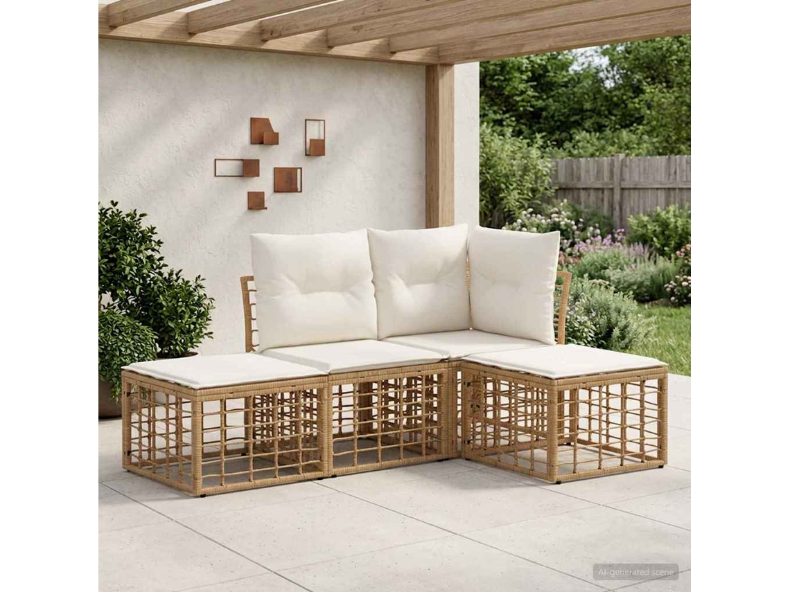 Vidaxl Conjunto De Sofás Para Exterior Natural Poliéster