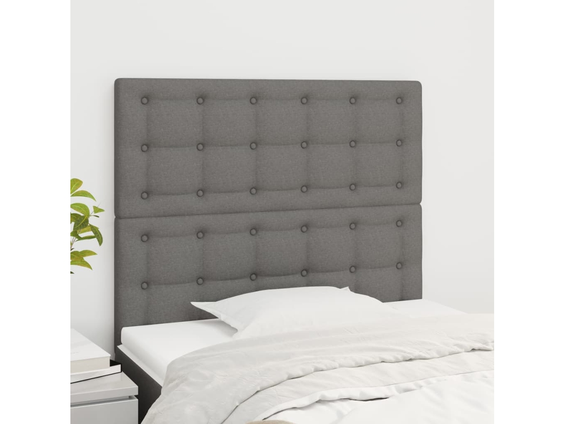 Vidaxl Cabeceira Cinza Escuro 100x5x118/128 Cm Tecido