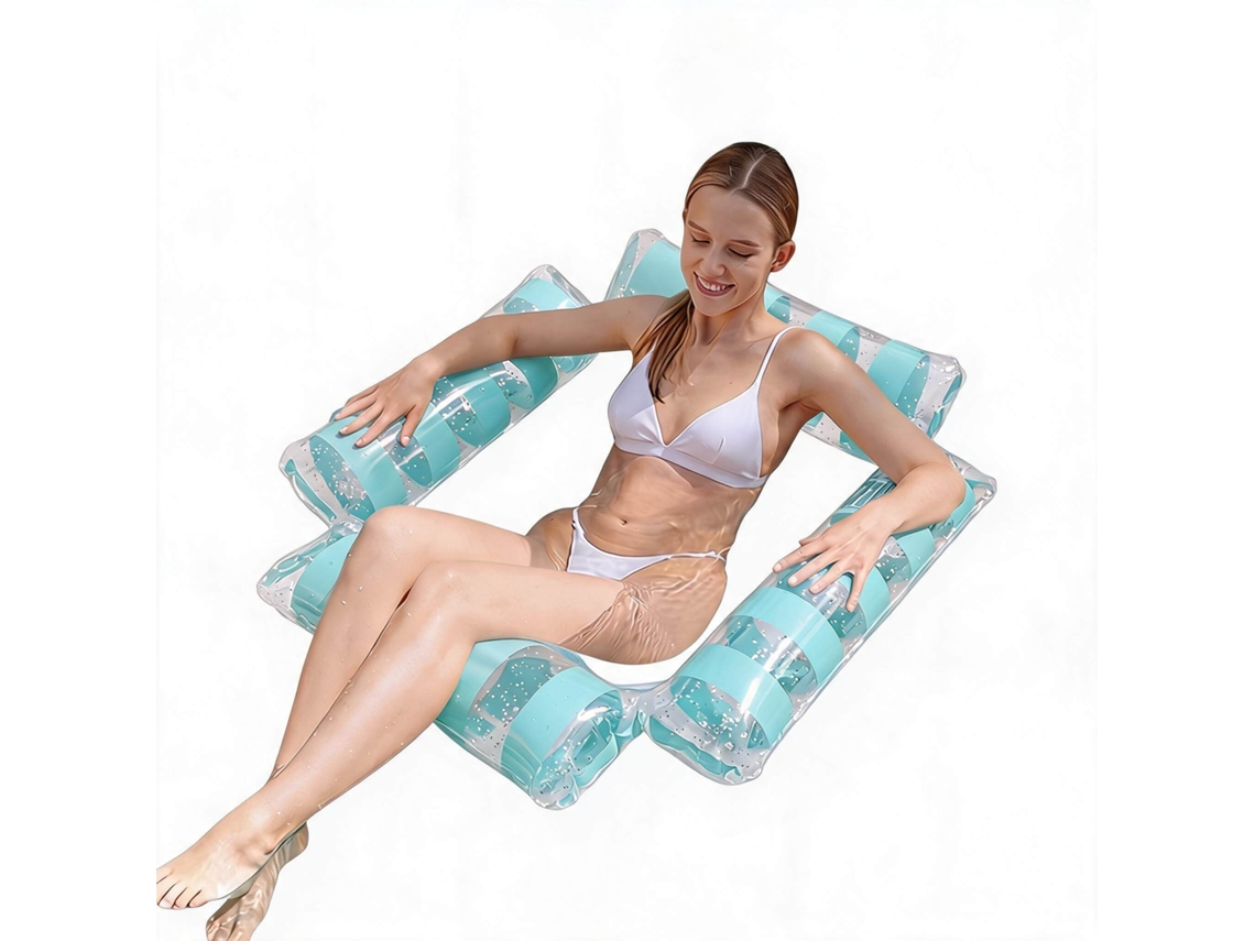 Anel de Natação Flutuante para Adultos Relaxarem na Piscina e na Praia HENTEN HOME 104x104 Cm Azul