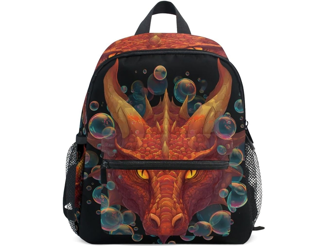 Mochila Escolar Pequena, Pré-escolar Casual Para Meninos E Meninas, Com Estampa De Cabeça Dragão.