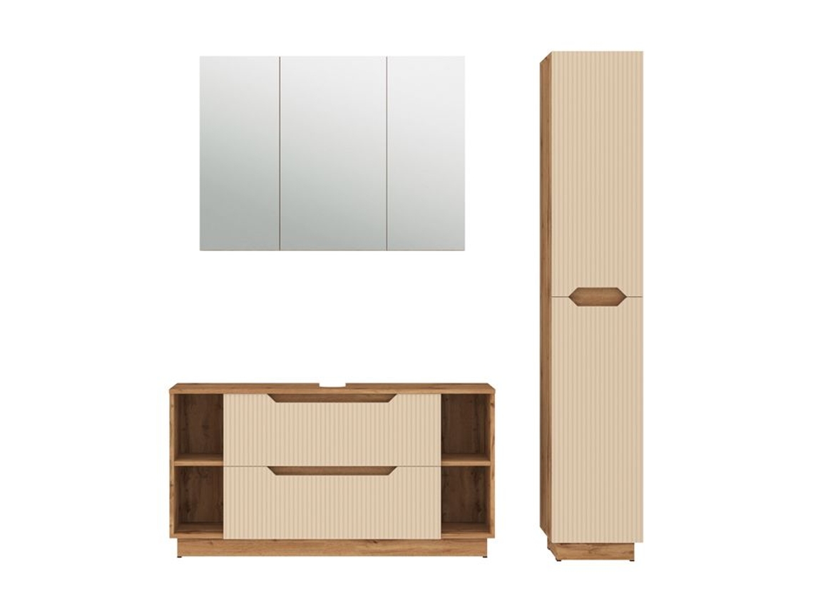 Conjunto Mobiliário Casa de Banho 3 Peças Bege Larg. 119,2 Cm VICCO