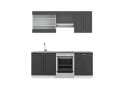 Cozinha Fame-Line, 200 cm, PT Antracite, Antracite-dourado/branco, Vicco